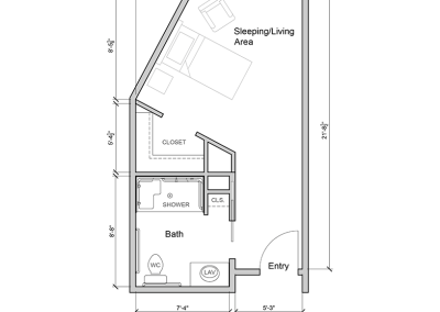 Architectural floor plan of a living space