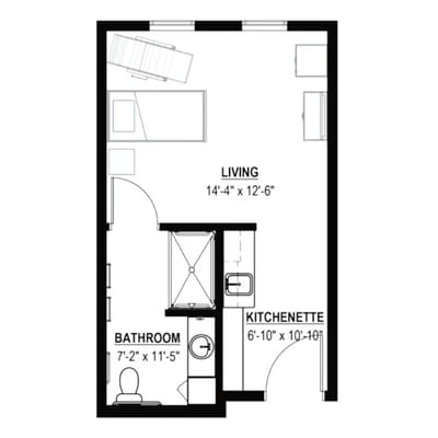 Architectural floor plan of a living space