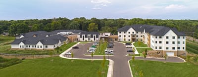 Aerial view of Haven Home facility with green surroundings