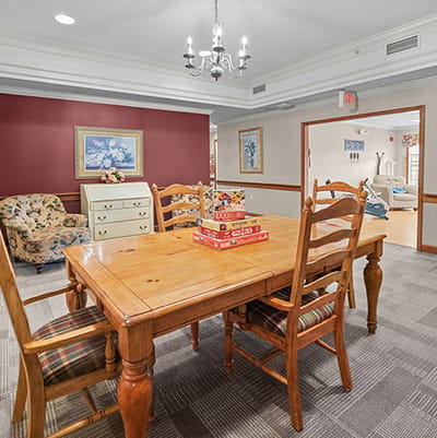 Common area with a dining table and chairs
