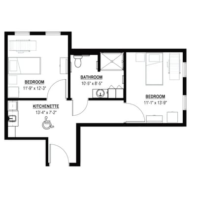 Architectural floor plan of a living space