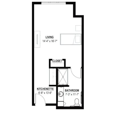 Architectural floor plan of a living space