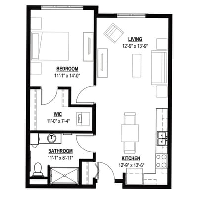 Architectural floor plan of a living space