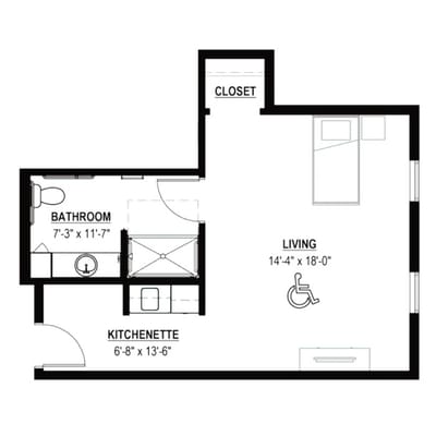 Architectural floor plan of a living space