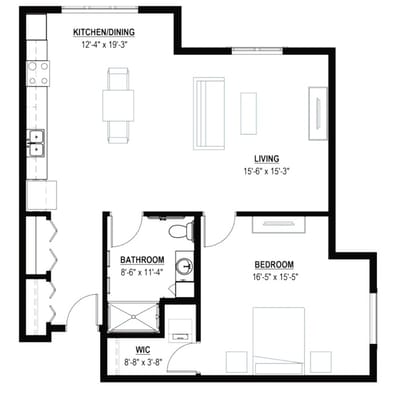 Architectural floor plan of a living space