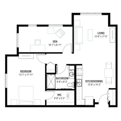Architectural floor plan of a residential unit
