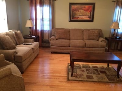 Cozy common area with seating and decor