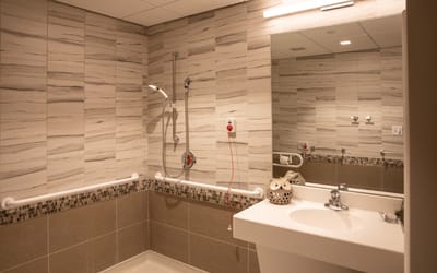 Accessible bathroom in a nursing home facility
