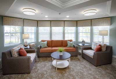 Inviting seating area with natural light and decor