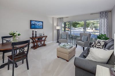 Bright interior of a shared living space with furniture
