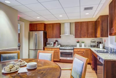 Bright kitchen area with snacks and modern appliances