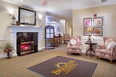 Cozy lobby with seating and decorative accents