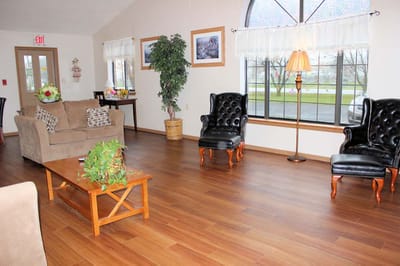 Common area with seating and natural light