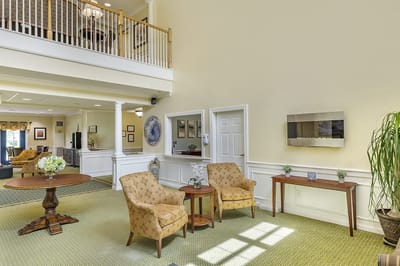 Bright and welcoming lobby area with seating