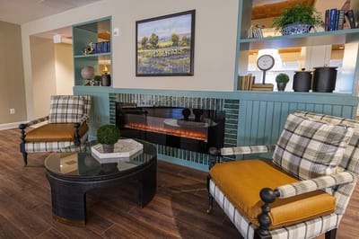 Interior common area with seating and artwork