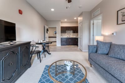 Cozy interior of a resident room with furnishings