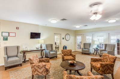 Bright common area with comfortable seating