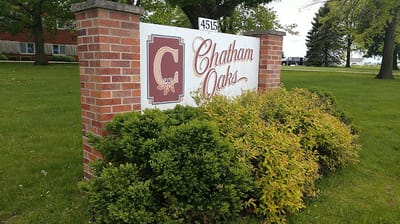 Exterior sign of Chatham Oaks facility