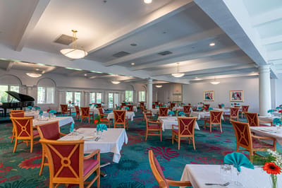 Elegant dining room set for a meal service