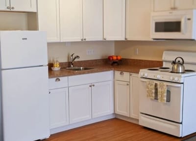 Bright kitchen in a resident's apartment