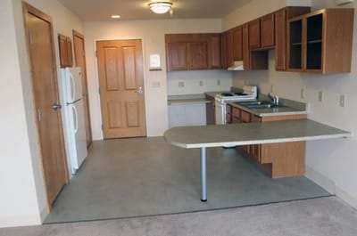 A kitchenette in a resident living area