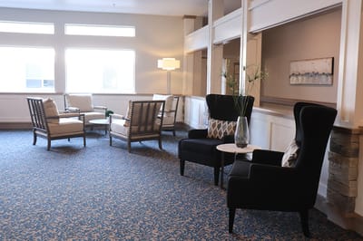 Bright common area with comfortable seating