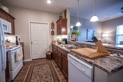 Bright, modern kitchen in a senior living facility