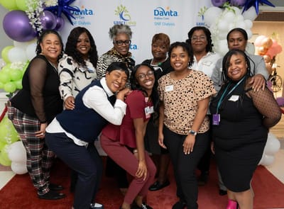 Staff members celebrating at an event in the facility