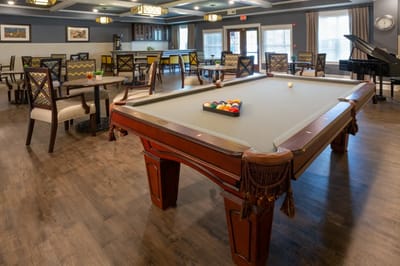 Interior view of a pool table in a common area