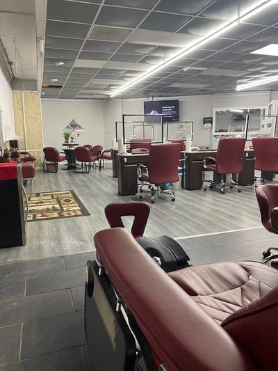 Interior view of a common area with seating