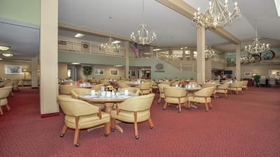 Dining area with tables set for meals