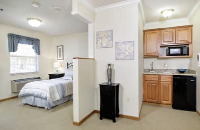 Bright and cozy resident room with kitchenette