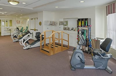 Rehabilitation gym with exercise equipment