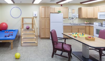 Therapy room with equipment for activities
