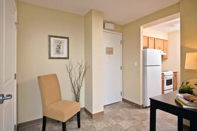 Interior view of a resident room with furniture