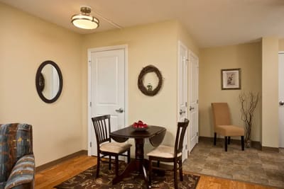 Interior view of a cozy seating area in a senior apartment
