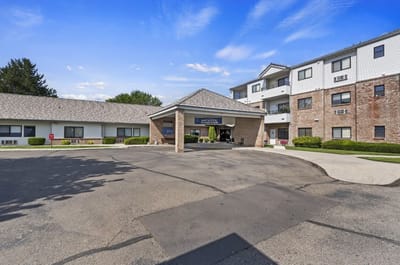 Building exterior view of Prestige Senior Living at Karcher Estates