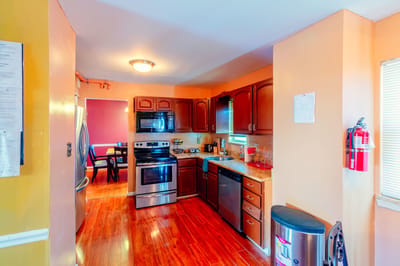 Clean and modern kitchen space in a senior care facility