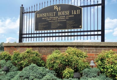Signage for Roosevelt House senior living facility