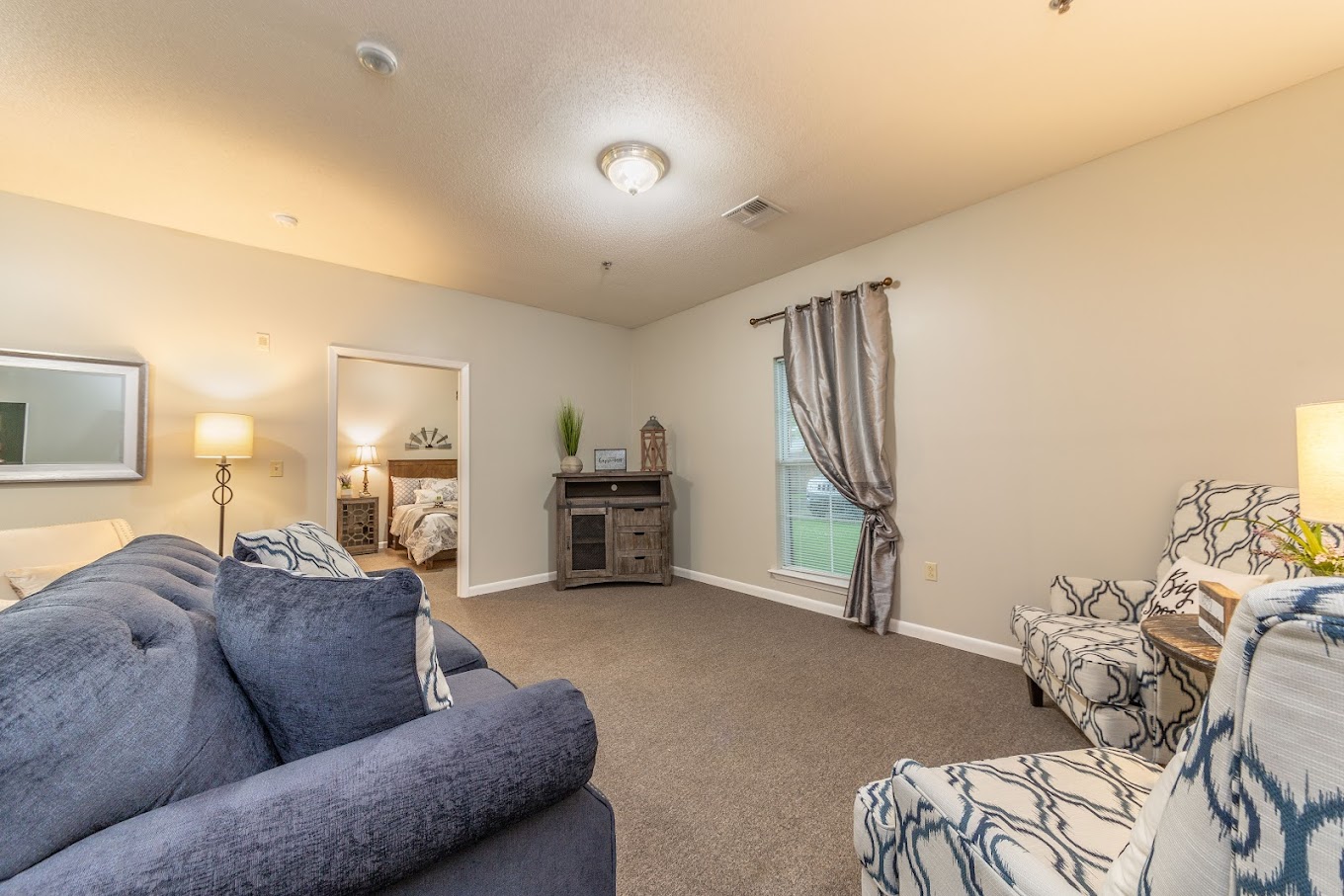 Cozy interior room with comfortable seating