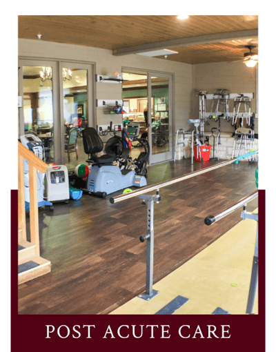 Interior view of a rehabilitation space with therapy equipment