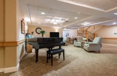 Interior view of a living area with a piano