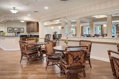 Interior view of a common area with seating