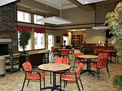Common area with seating and natural light