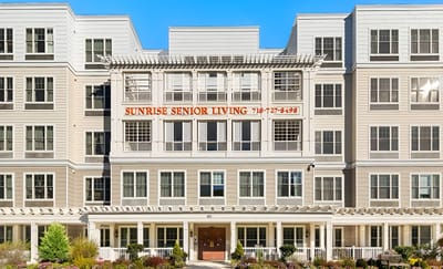 Exterior view of Sunrise Senior Living facility
