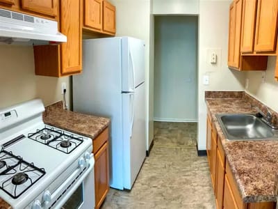 Bright kitchen interior with appliances