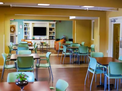 Interior dining room with tables and chairs