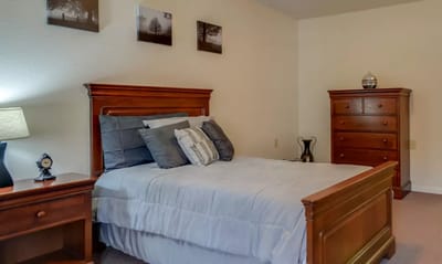 Cozy bedroom setup in a senior living facility