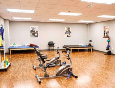 Interior view of a fitness room with equipment