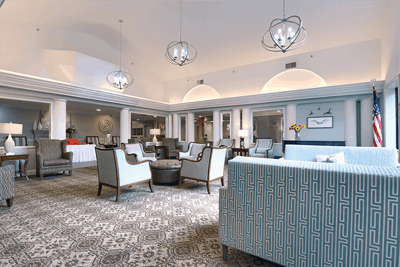 Bright and spacious common area with comfortable seating